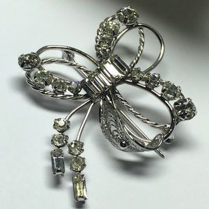 Sterling Silver Rhinestones Brooch Pin